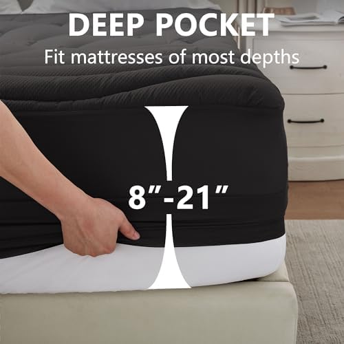 Twin Mattress Pad Waterproof with Pillow Top Cooling and 8-21 Deep Pocket