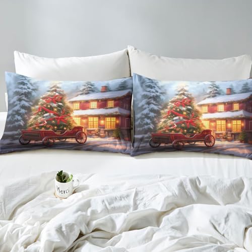 Castle Fairy Christmas Fitted Sheet Set with Pillowcase
