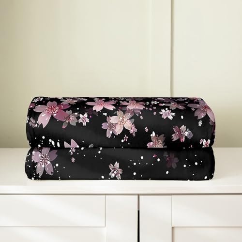 Feelyou Cherry Blossoms Flannel Fleece Throw Blanket Queen 90x90