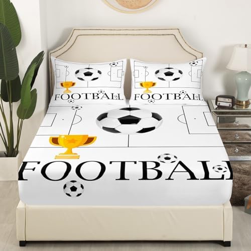 Castle Fairy Soccer Fitted Sheet Set Twin Size with Pillowcase