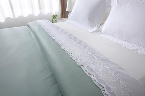 White Lace Pillow Shams Queen 20x30 Shabby Chic