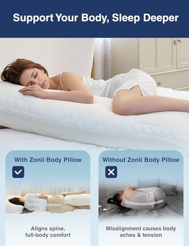 ZonLi Memory Foam Body Pillow for Adults 20x54 Inch White 1
