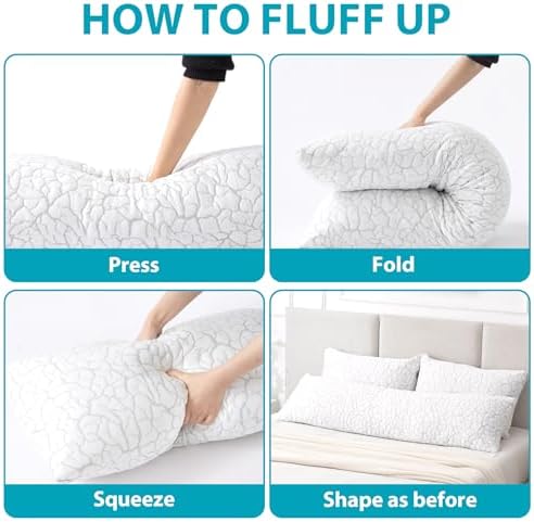 Cooling Body Pillow for Adults with Adjustable Loft Removable Cover
