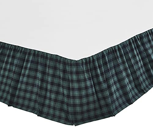 VHC Brands Pine Grove Plaid Twin Bed Skirt Green 39x76x16