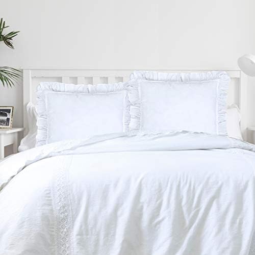YINFUNG White Ruffled Pillow Shams Set of 2 20x30 Queen Size