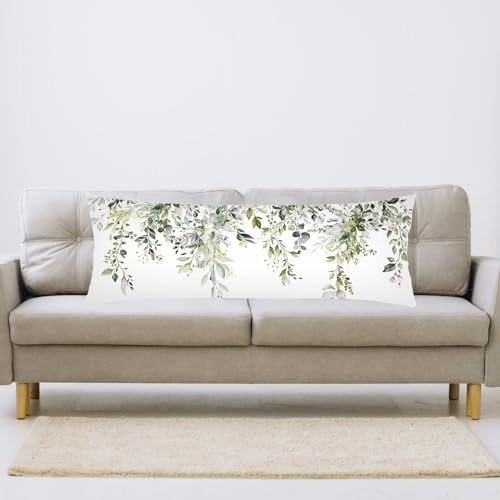 JISMUCI Floral Sage Green Body Pillow Cover 20x54
