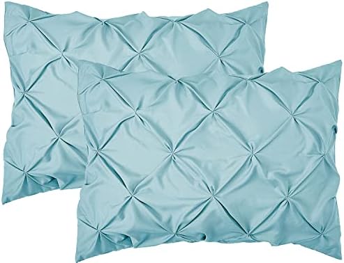 Elegant Comfort 2-Pack Pinch Pleat Pillow Shams Microfiber Aqua