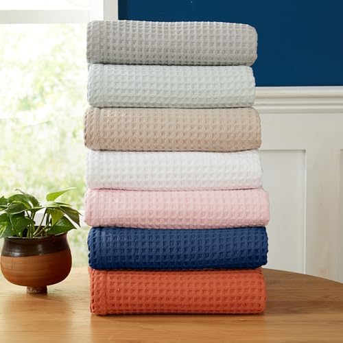 100 Cotton Waffle Weave Bed Blanket - Soft and Lightweight for All Seasons