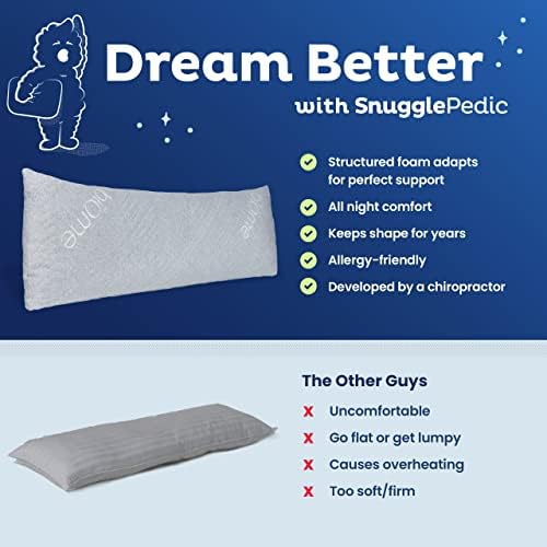 Snuggle-Pedic Body Pillow for Side Sleepers - 20x54 Light Gray
