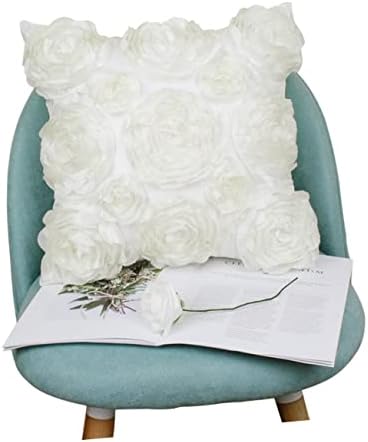 QUMIIRITY 3D Rose Decorative Pillowcase with Invisible Zipper