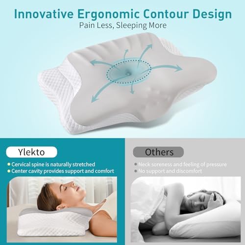 Ylekto Cervical Neck Pillow - Cooling Ergonomic Support for All Sleep Positions