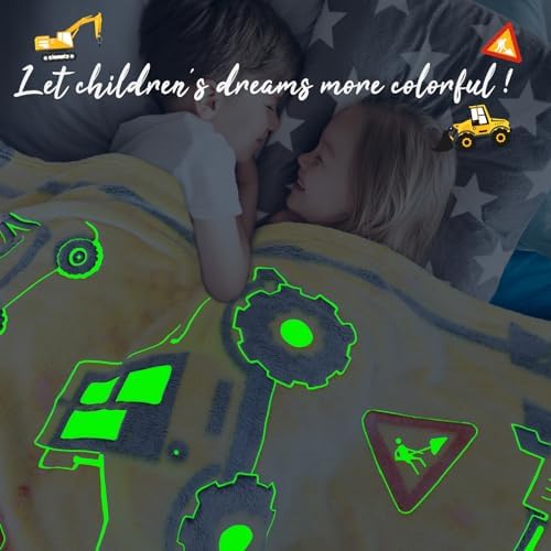 Glow in The Dark Digger Throw Blanket for Kids 1