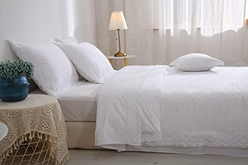 White Lace Pillow Shams Queen 20x30 Shabby Chic