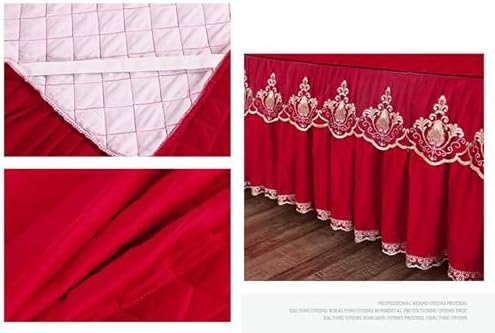 Daesar California King Fitted Sheet with Bedskirt Red