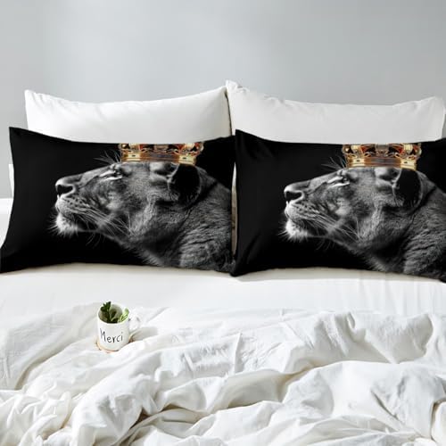 Homewish Wild Lion Twin Sheet Set with Pillowcase