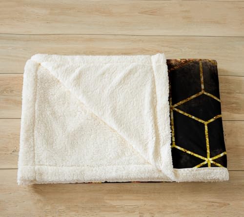 Feelyou Gold Honeycomb Plush Throw Blanket 30x40