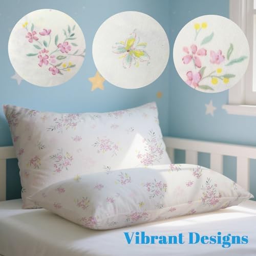 MorroMorn Soft Pillow Covers for Kids - 2 Pack Pink Flowers