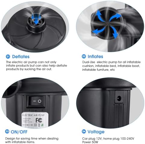 EIHUP Air Pump with 3 Nozzles for Mattress Boat Pool