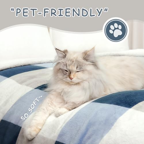 PU MEI Reversible Sherpa Fleece Throw Blanket 60 x 80