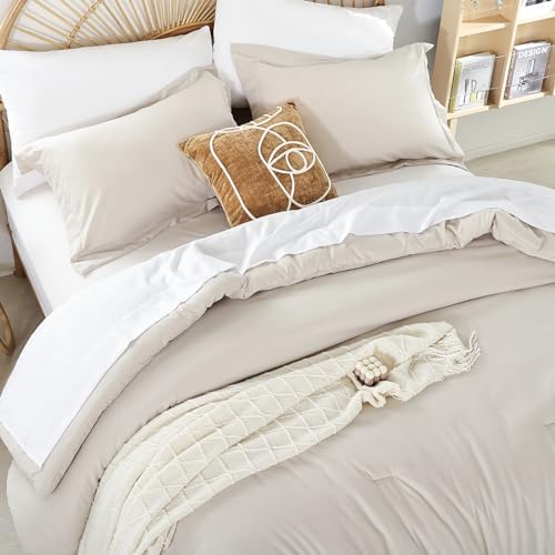 Weigelia Queen Comforter Set 7 Piece Beige
