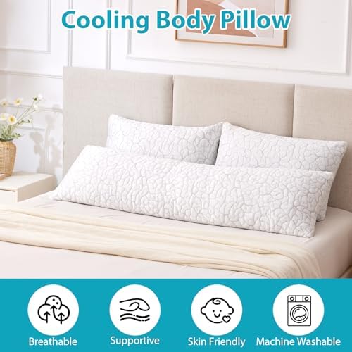 Cooling Body Pillow for Adults with Adjustable Loft Removable Cover