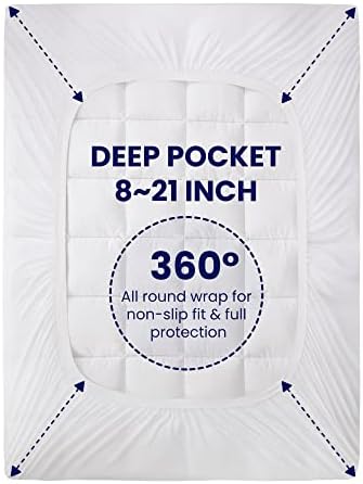 SLEEP ZONE Queen Cotton Mattress Pad with Deep Pocket