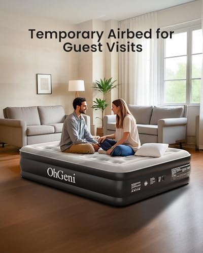 OhGeni Queen Air Mattress with Built-in Pump and 18 Raised Comfort
