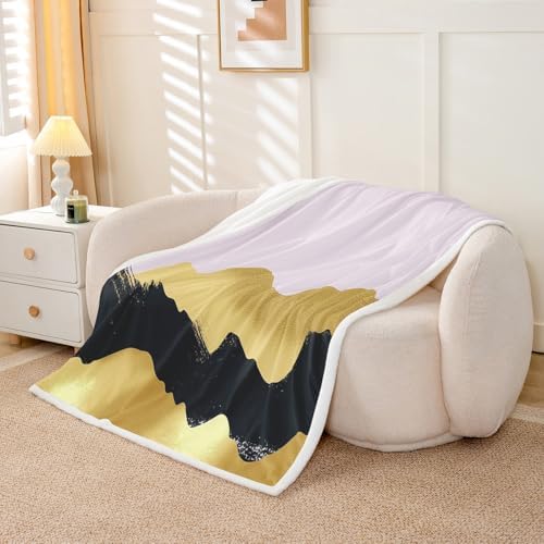 Feelyou Black and Gold Abstract Art Fleece Throw Blanket
