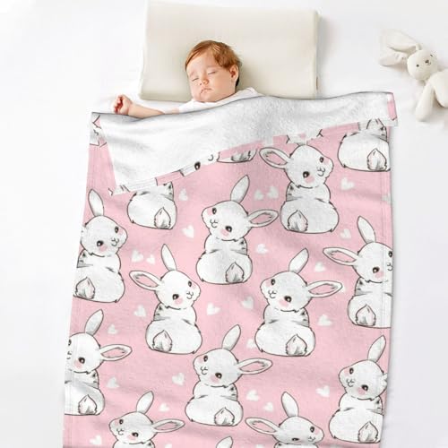 Easter Bunny Blanket 30x40 - Flannel Fleece Throw for Kids