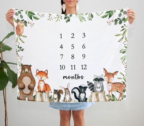 Yuzioey Twins Woodland Milestone Blanket