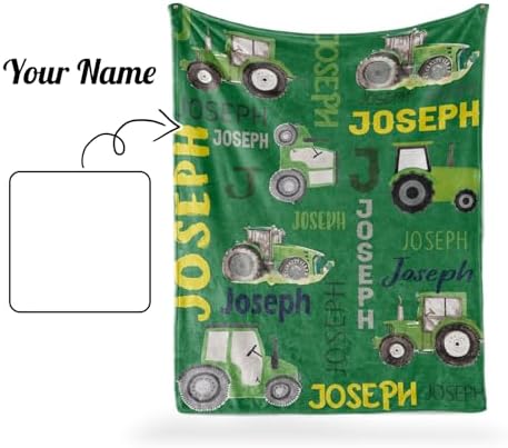 Personalized Tractor Blanket - Custom Name for Kids