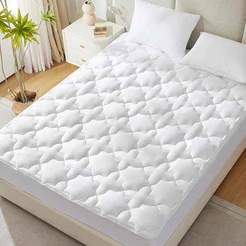 CozyLux Twin XL Cotton Mattress Pad Deep Pocket Quilted Cover 39x80 Inches