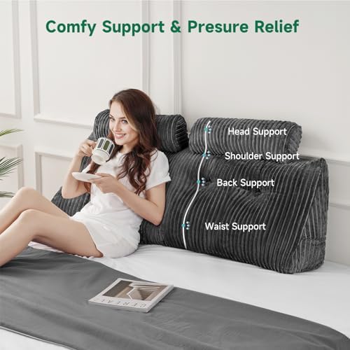Z-hom Large Wedge Pillow Headboard - Grey