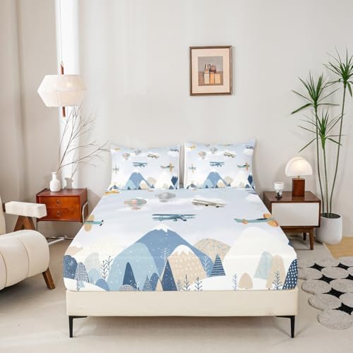 Castle Fairy Hot Air Balloon Queen Fitted Sheet Set