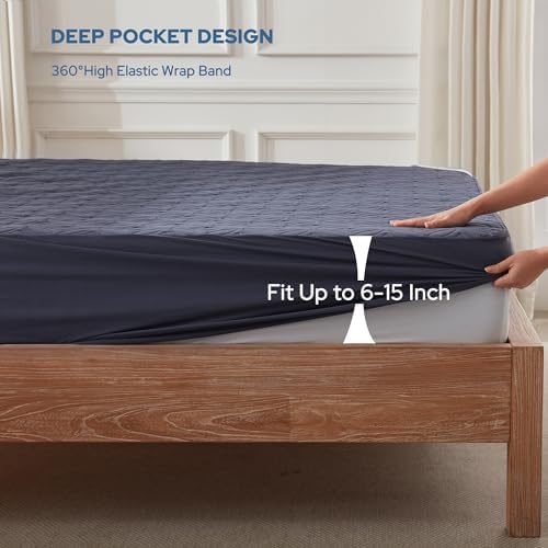 BEDLORE Waterproof Mattress Protector Twin XL Navy Blue 1