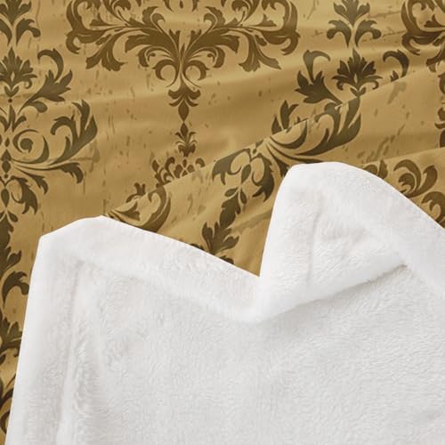 Feelyou Gold Damask Sherpa Throw Blanket Kids Bedroom Decor