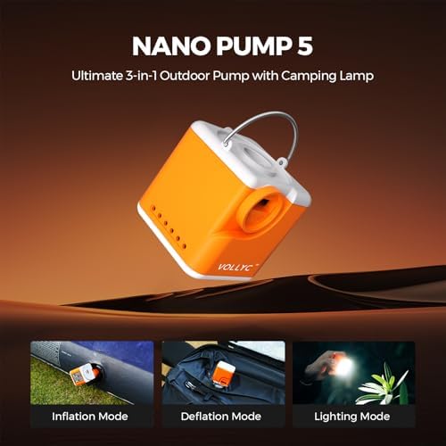 VOLLYC Portable Air Pump with Camping Light and Nozzles 1
