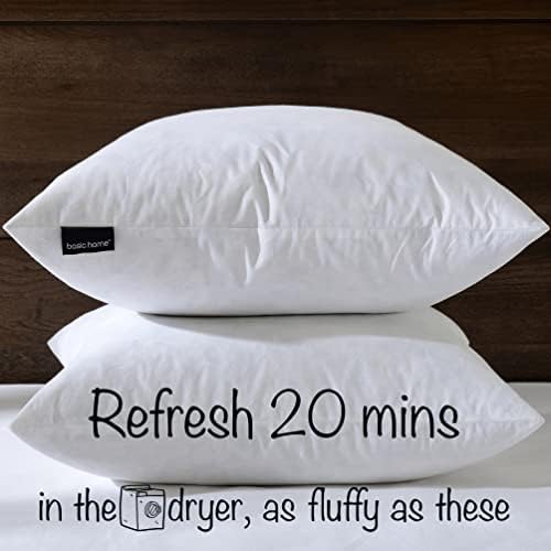 Basic Home 18x18 Down Feather Pillow Inserts Set of 2 White