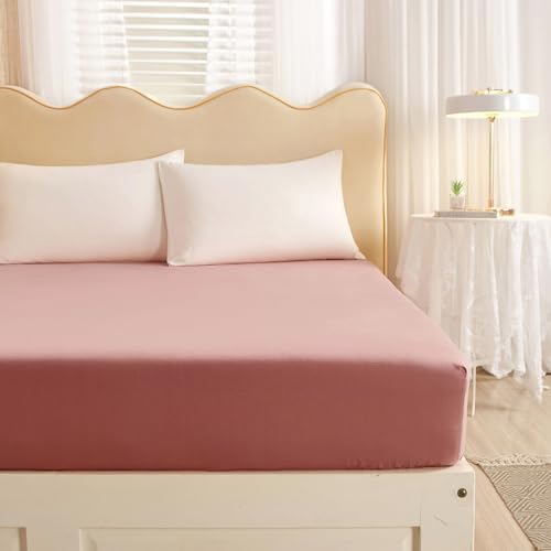 LifeTB Blush Pink Cotton Queen Fitted Sheet