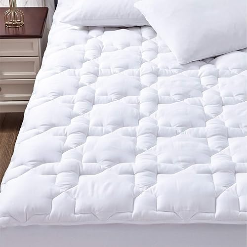 CozyLux Twin XL Cotton Mattress Pad Deep Pocket Quilted Cover 39x80 Inches