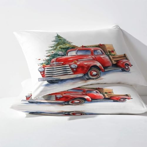Phtbz Red Truck Christmas Pillowcase Set of 2 1