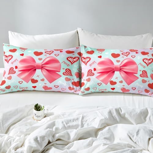 Homewish 3D Pink Bow Fitted Sheet Set Twin Size