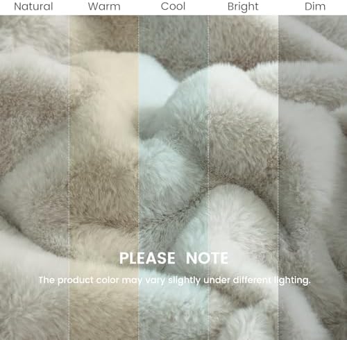 Cozy Bliss Faux Fur Throw Blanket - 50x60 Inches Beige