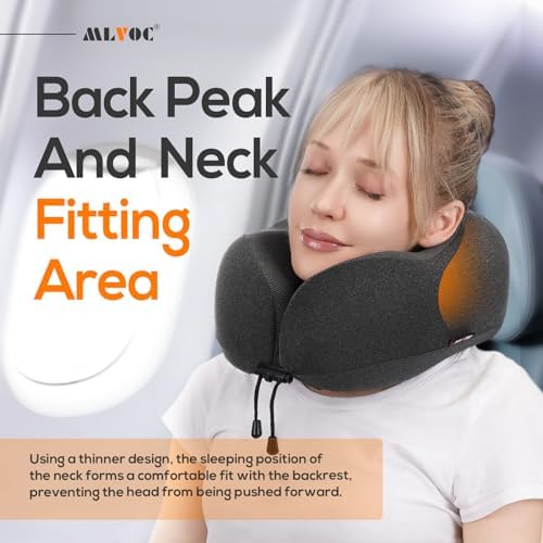 MLVOC Travel Pillow with Memory Foam and Luxury Bag