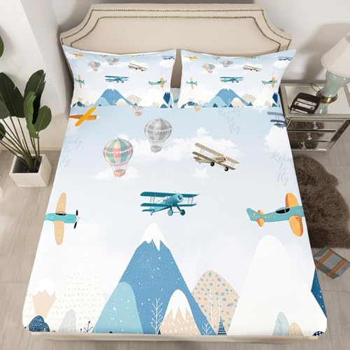 Castle Fairy Hot Air Balloon Queen Fitted Sheet Set