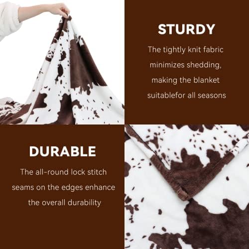 Cow Print Blanket for Kids - Ultra Soft Fuzzy Fleece Throw 40x50 Inch