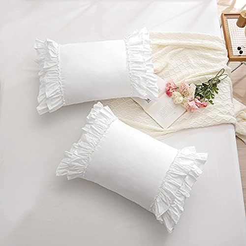 White Ruffled Pillow Shams 2-Pack King Size 20x36