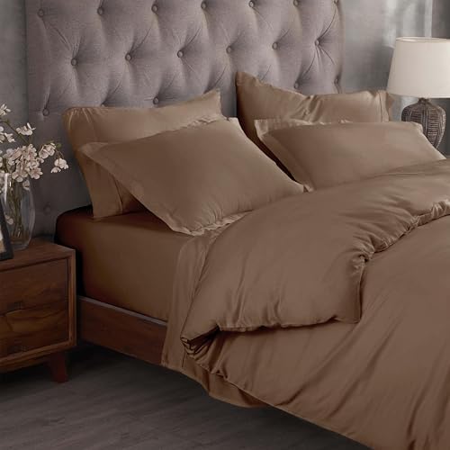 Superior 300-Thread Duvet Cover Set Premium Egyptian Cotton FullQueen Taupe 1