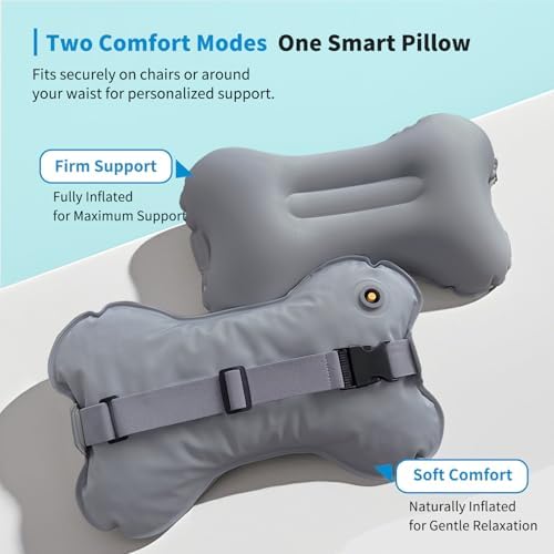Travel Lumbar Pillow with Memory Foam Inflatable Support