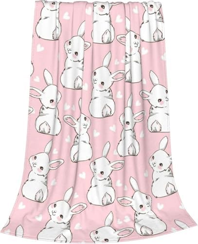 Easter Bunny Blanket 30x40 - Flannel Fleece Throw for Kids
